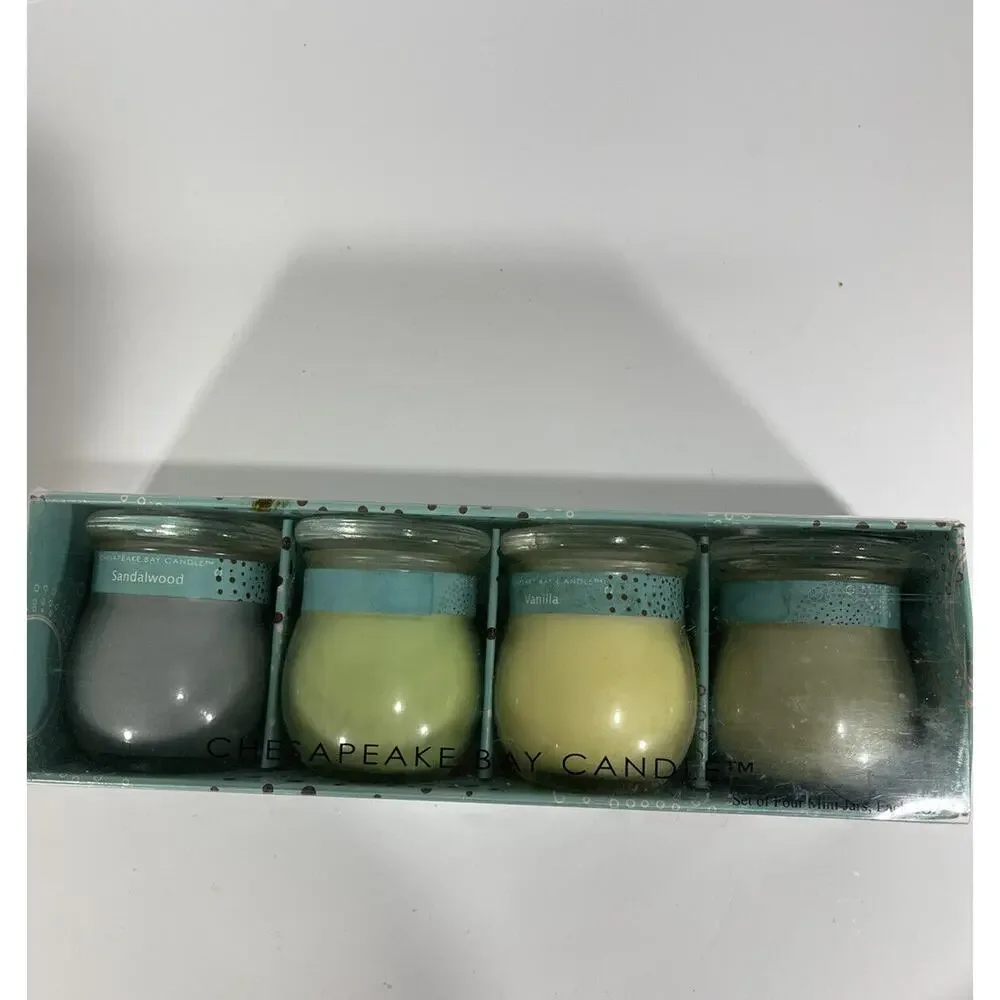 Chesapeake Bay Mini Jars Candle 4 Set‎ Sandalwood Rush Bonsai Vanilla Lead Free